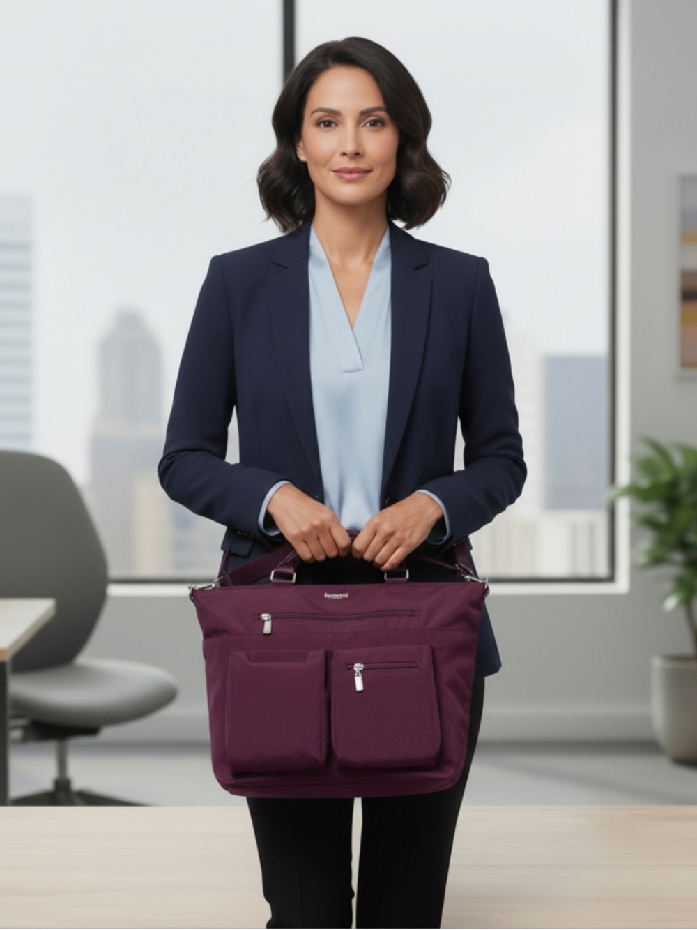 NWT Baggallini Any Day Laptop Tote Purple Everyday Tote - Picture 4 of 7